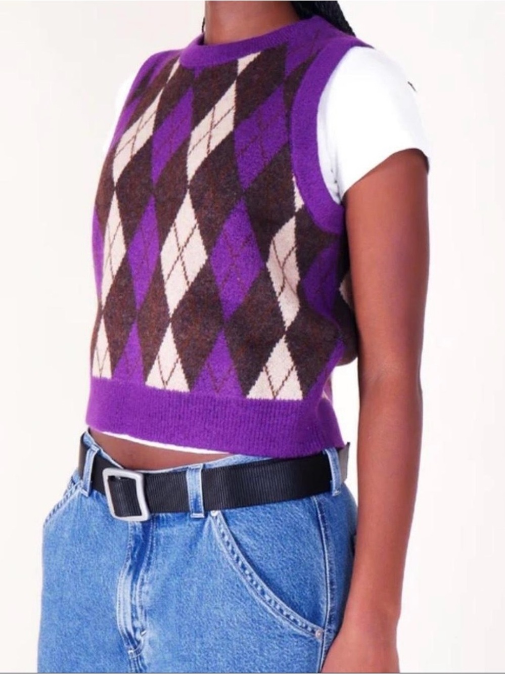 Levi’s Deja Vu Purple/Tan Argyle Sweater Vest Size XL